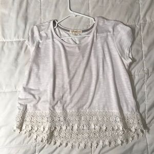 White top with lace bottom
